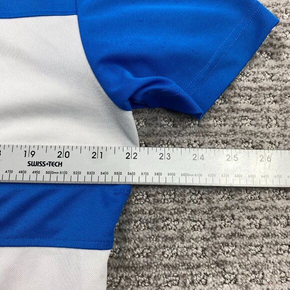 Vintage J. Lindberg Golf Shirt Men Large L Blue White Polo Pulls on Fabric Look - Picture 10 of 13